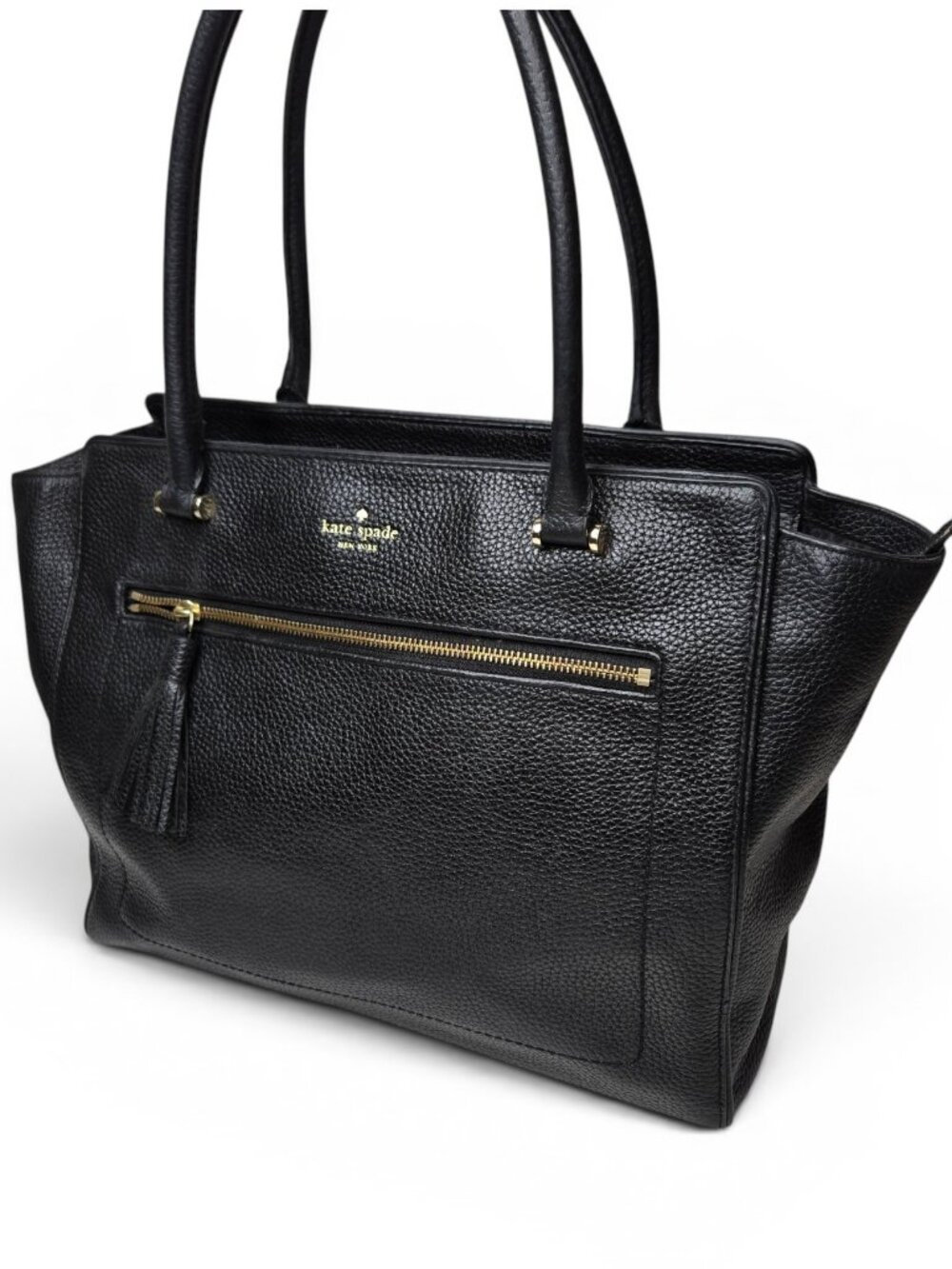 Kate Spade Chester Street Allyn Large Black Pebble Leather Shoulder Purse.